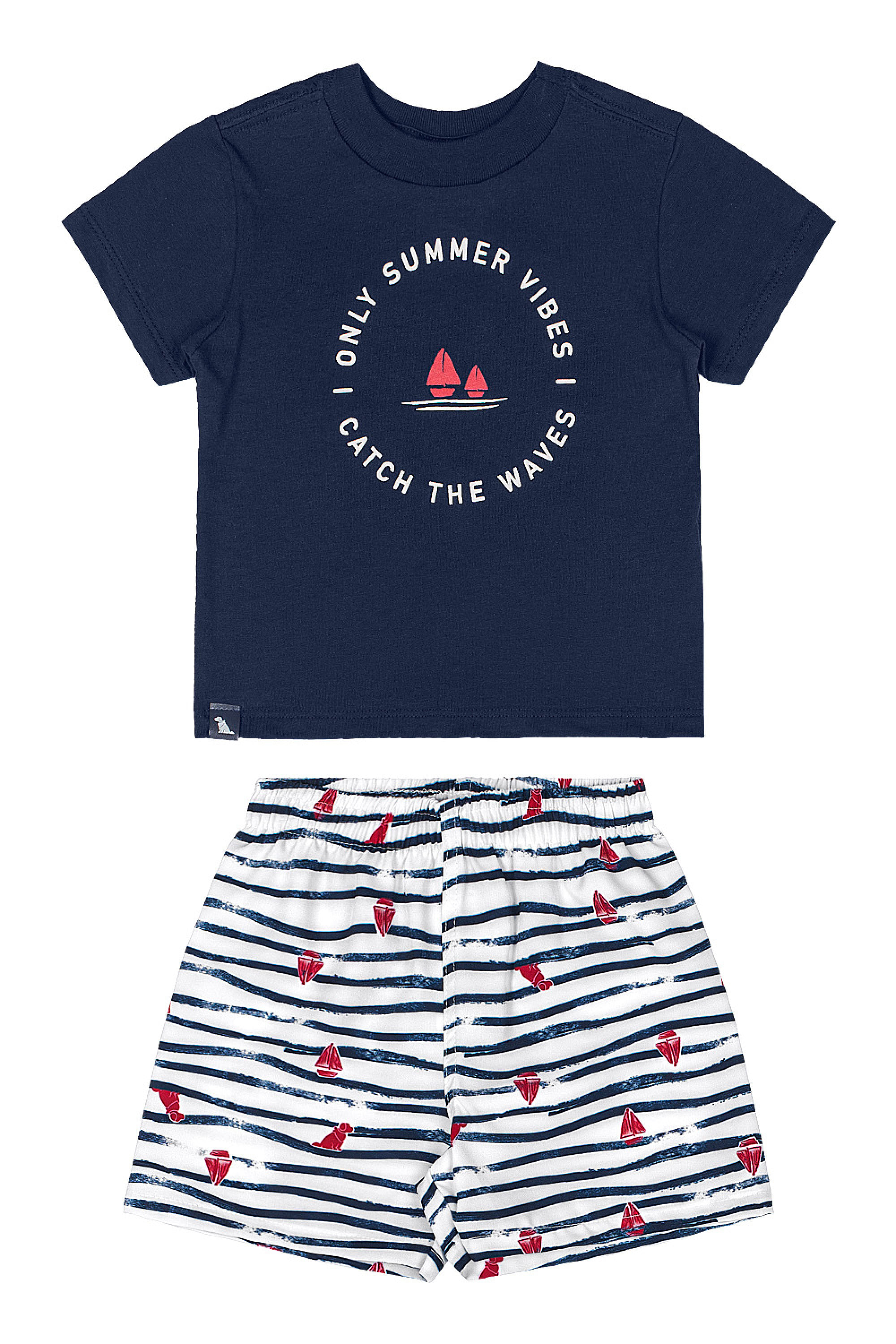 Conjunto Camiseta e Bermuda Microfibra Bebê Menino (Azul Marinho) Quimby - Imagem 26